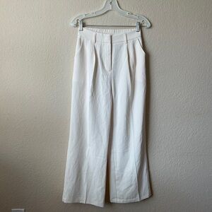 Beige Wide-Leg Pants Elastic Waist Comfortable Fit FUNNYZO Womens Small